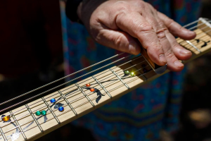 Jeff Goller plays with the Palmetto Rose Band at Warfront Park while collecting donations to help Ukraine on April 3, 2022